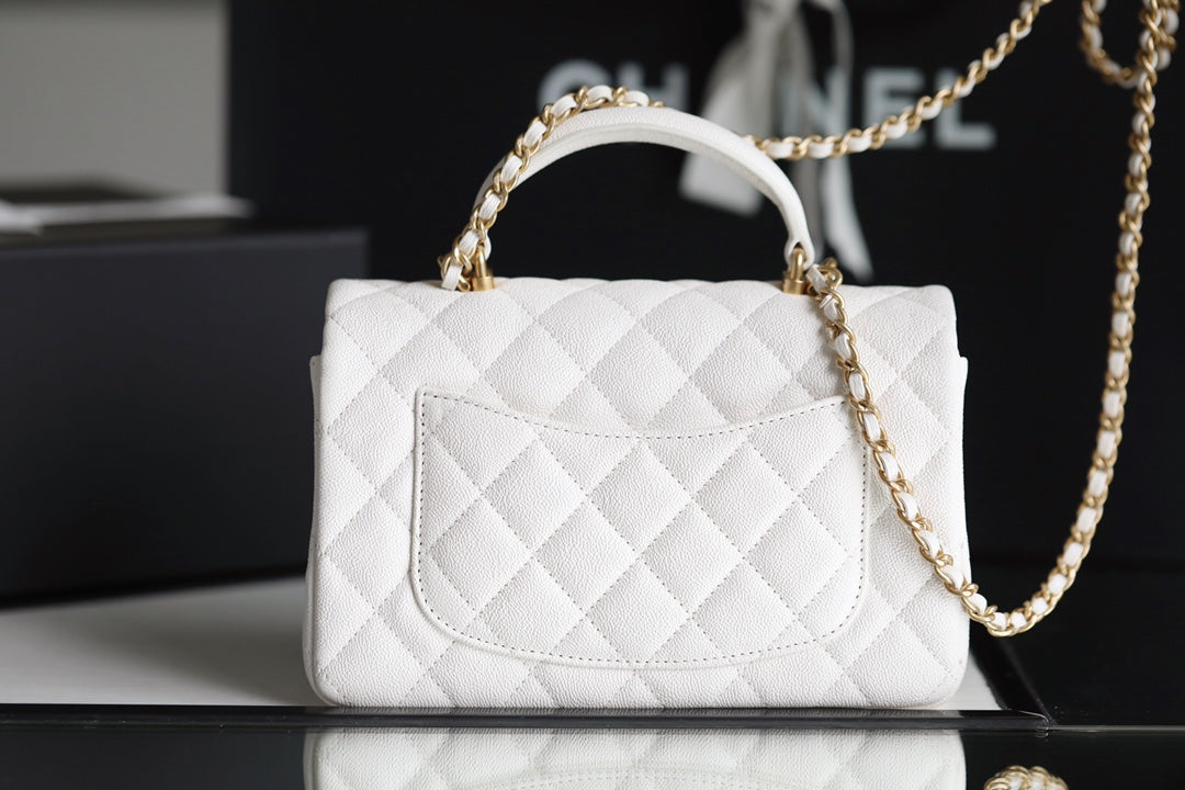 ChanelMini Flapbag With Top Handle White For Women 7.8in/20cm