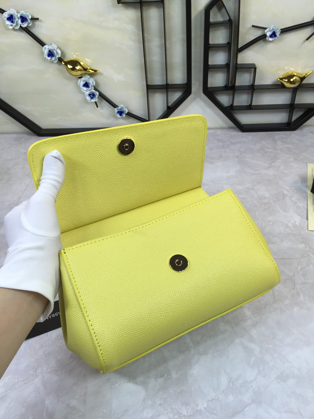 DG Medium Sicily Handbag In Dauphine Yellow For Women 10.2in/26cm DG