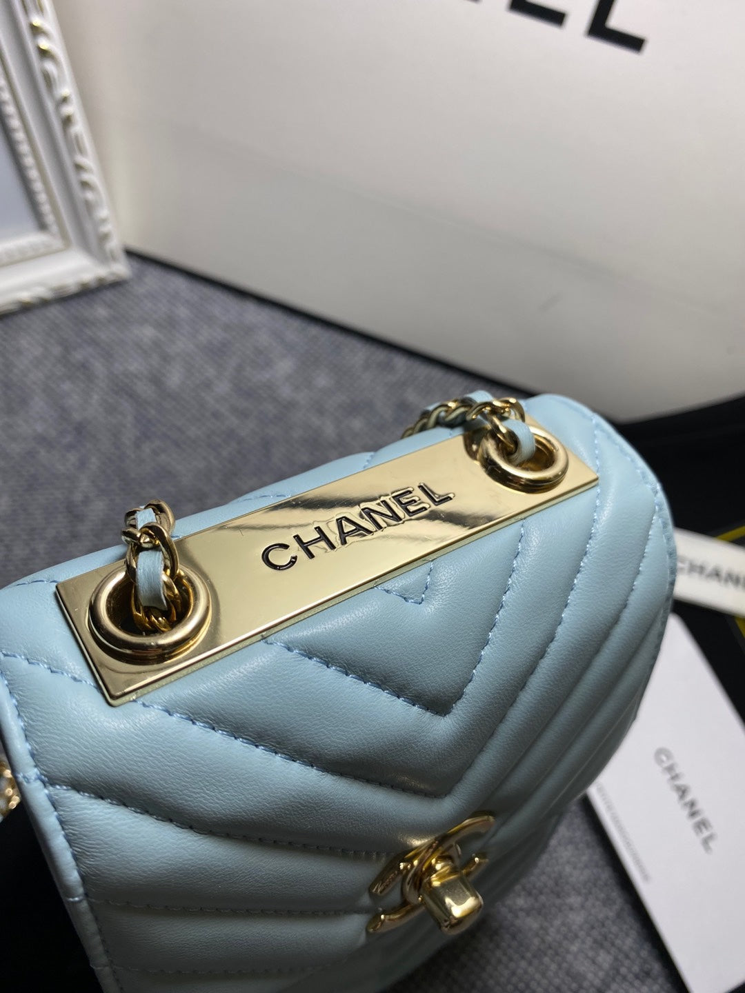 CHL Chevron Trendy CHL Phone Light Blue Bag For Women 18cm/7in