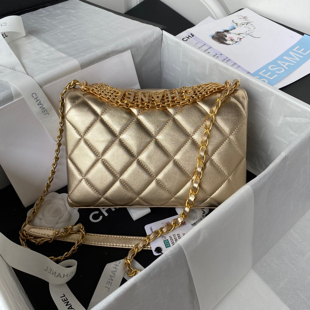 ChanelFlap Bag Small Gold Bag For Women 15cm/6in