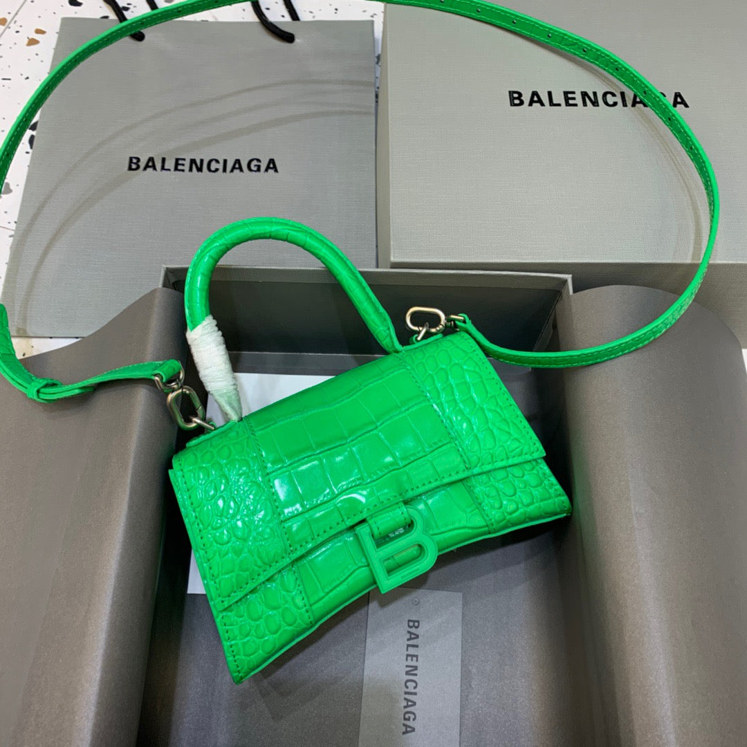 Balen Hourglass XS Handbag In Bright Green, For Women,  Bags 7.4in/19cm 5928331U6AK3809