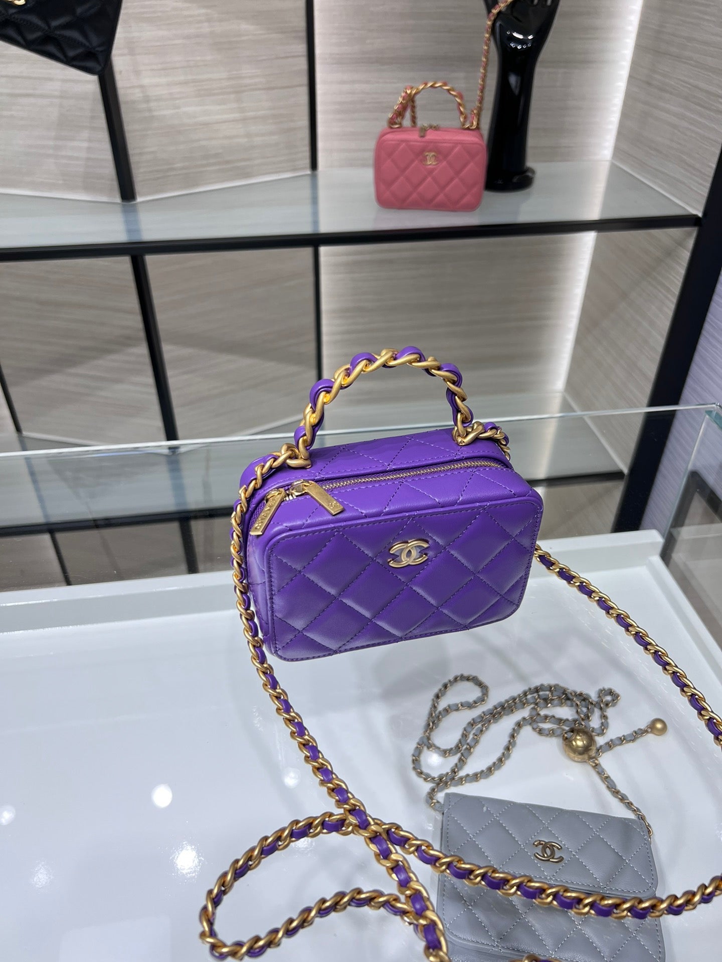 ChanelVanity With Chain Purple Bag For Women 9cm/3.5in