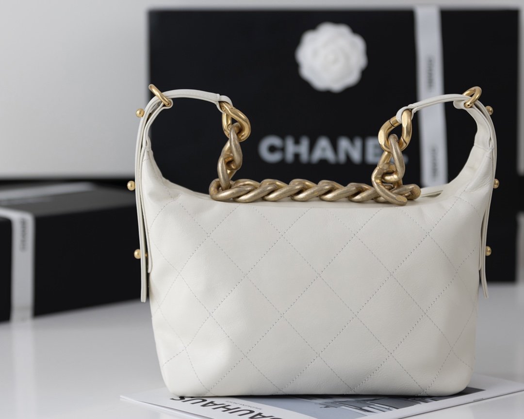 ChanelMedium Hobo Bag White For Women 11in/28cm