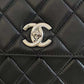 Chanel Classic Flap Bag Silver Hardware Black 9.8in/25cm