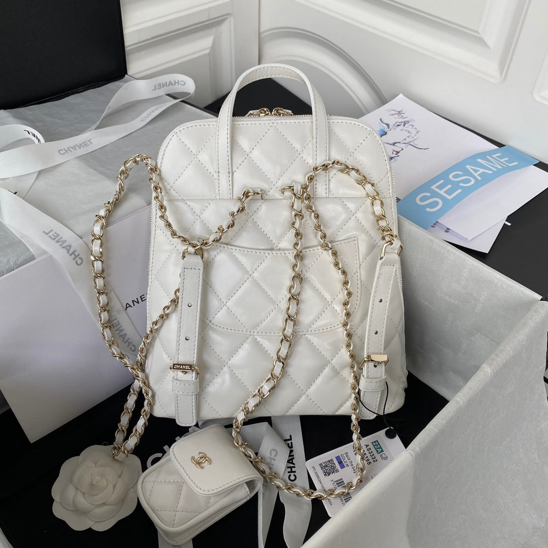 ChanelRucksack Backpack White Bag For Women 21cm/8in