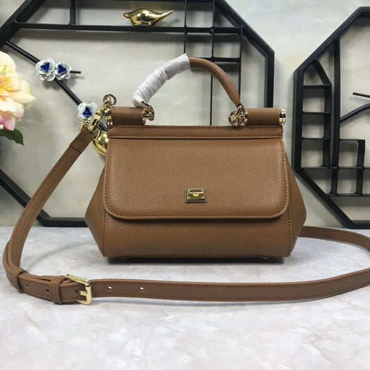 DG Medium Sicily Handbag In Dauphine Brown For Women 10.2in/26cm DG BB4347A10018M417