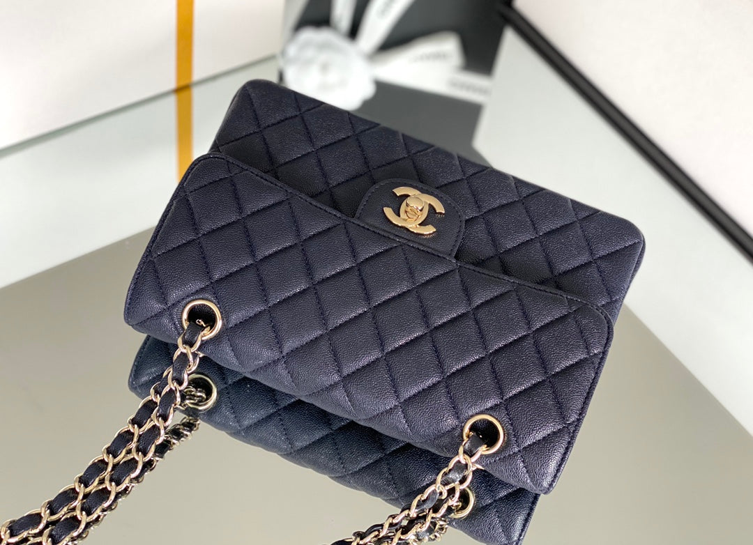 Chanel Classic Handbag 26cm Dark Blue For Women A01112