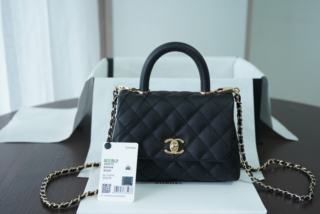 Chanel Classic Mini Flapbag Top Handle Black For Women 7.5in/19cm