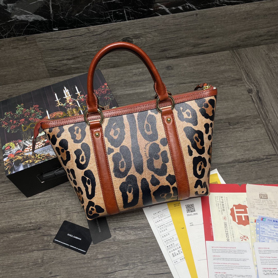 DG Small Leopard-Print Crespo Shopper With Branded Plate Muticolour For Women 10.4in/26cm DG BB2216AW384HYNBM