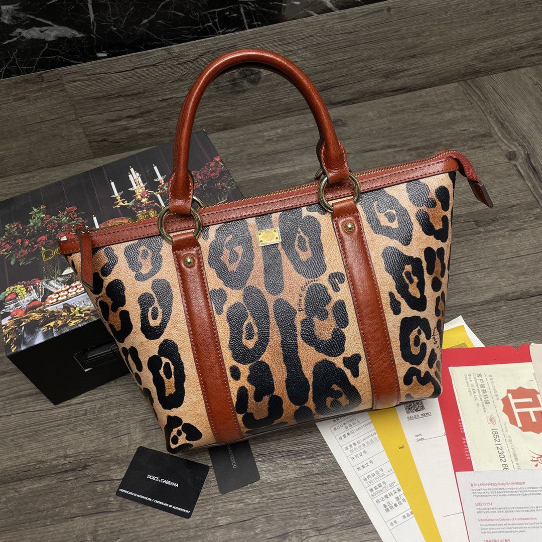 DG Small Leopard-Print Crespo Shopper With Branded Plate Muticolour For Women 10.4in/26cm DG BB2216AW384HYNBM