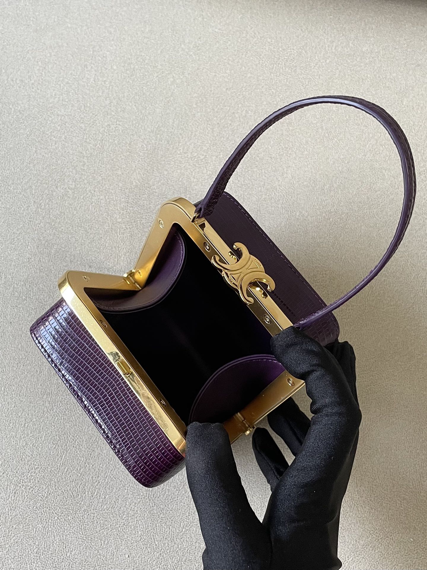 CE Triomphe Minaudiere In Lizard Violet For Women 4in/10cm