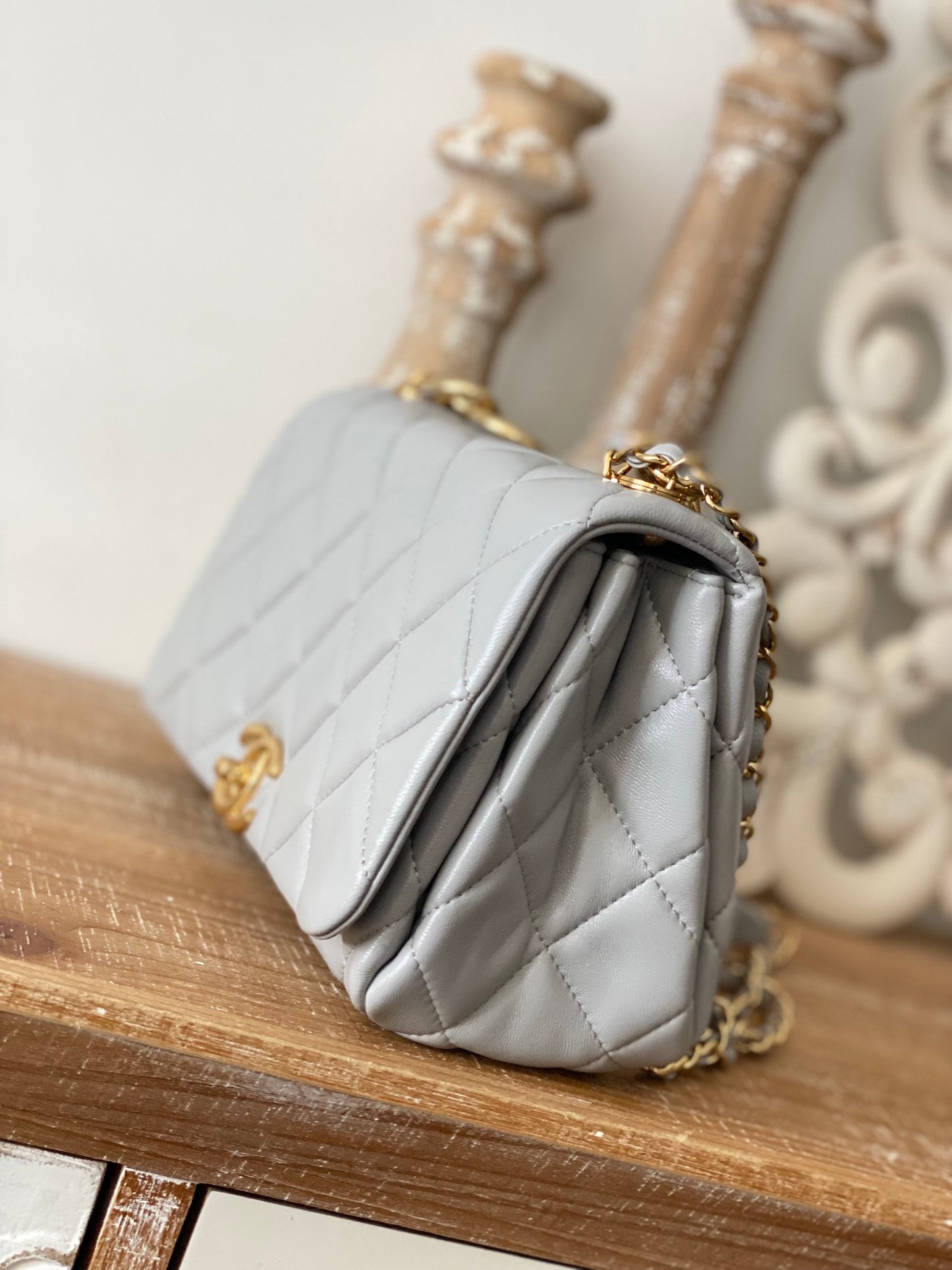 ChanelLarge Flap Grey Bag For Women 23cm/9in