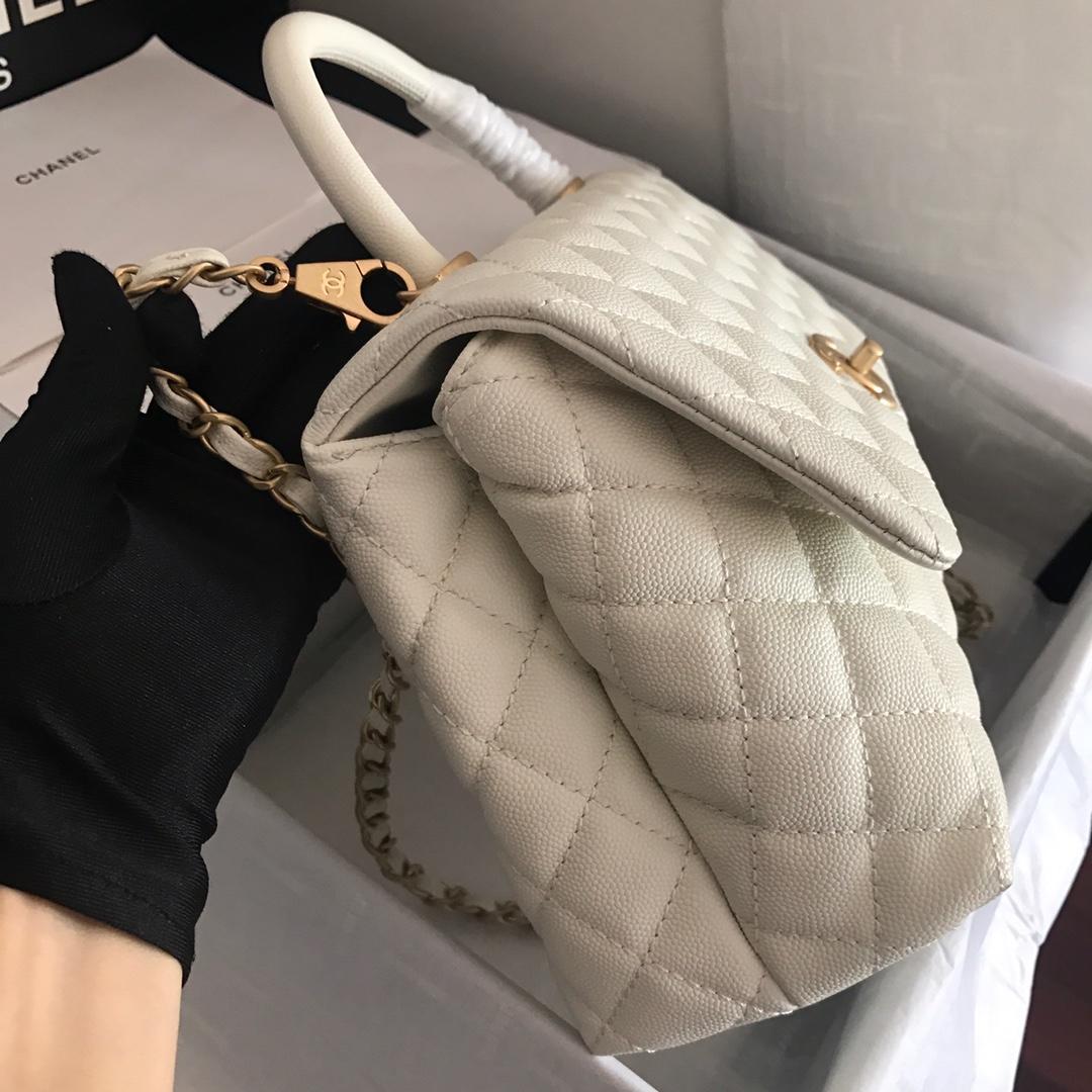 Chanel Coco With Top Handle Bag White For Women 11in/28cm