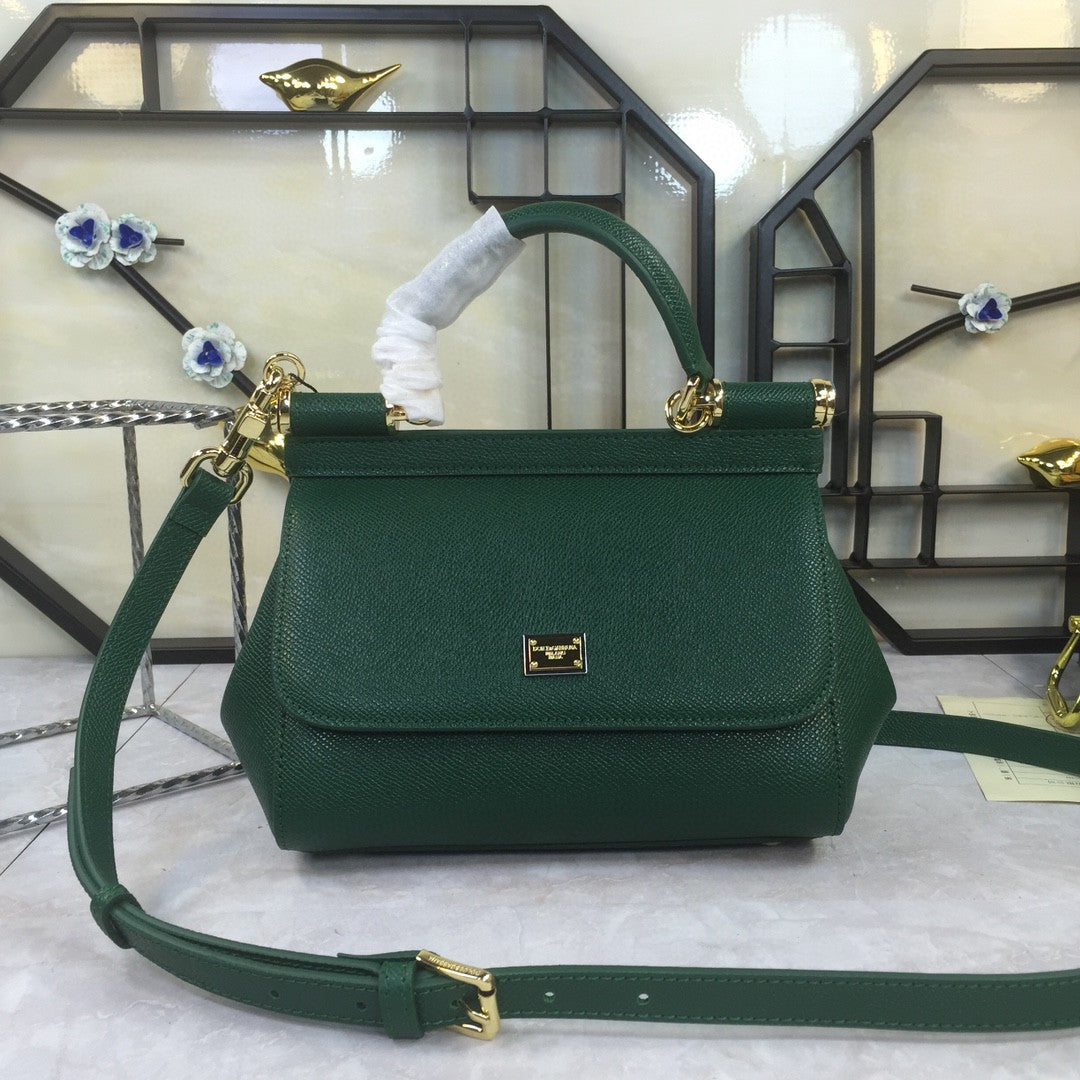 DG Medium Sicily Handbag In Dauphine Green For Women 10.2in/26cm DG BB4347A100187399