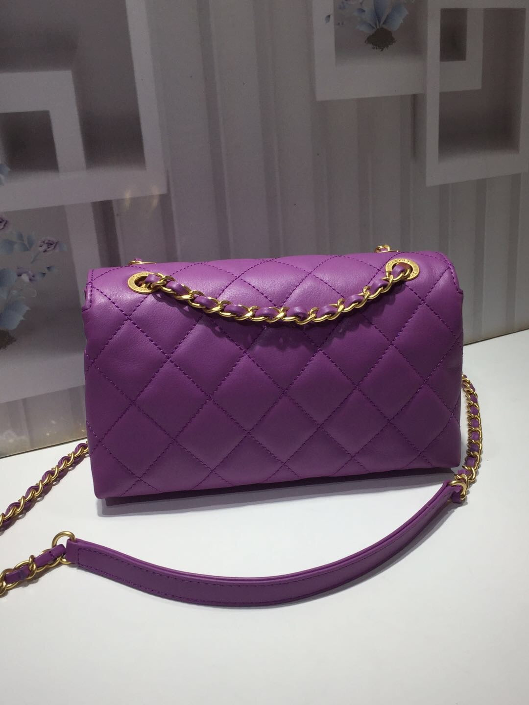 ChanelFront Logo Small Flap Bag Gold Hardware Purple For Women, Women&#8217;s Handbags, Shoulder Bags 8.2in/21cm AS1490