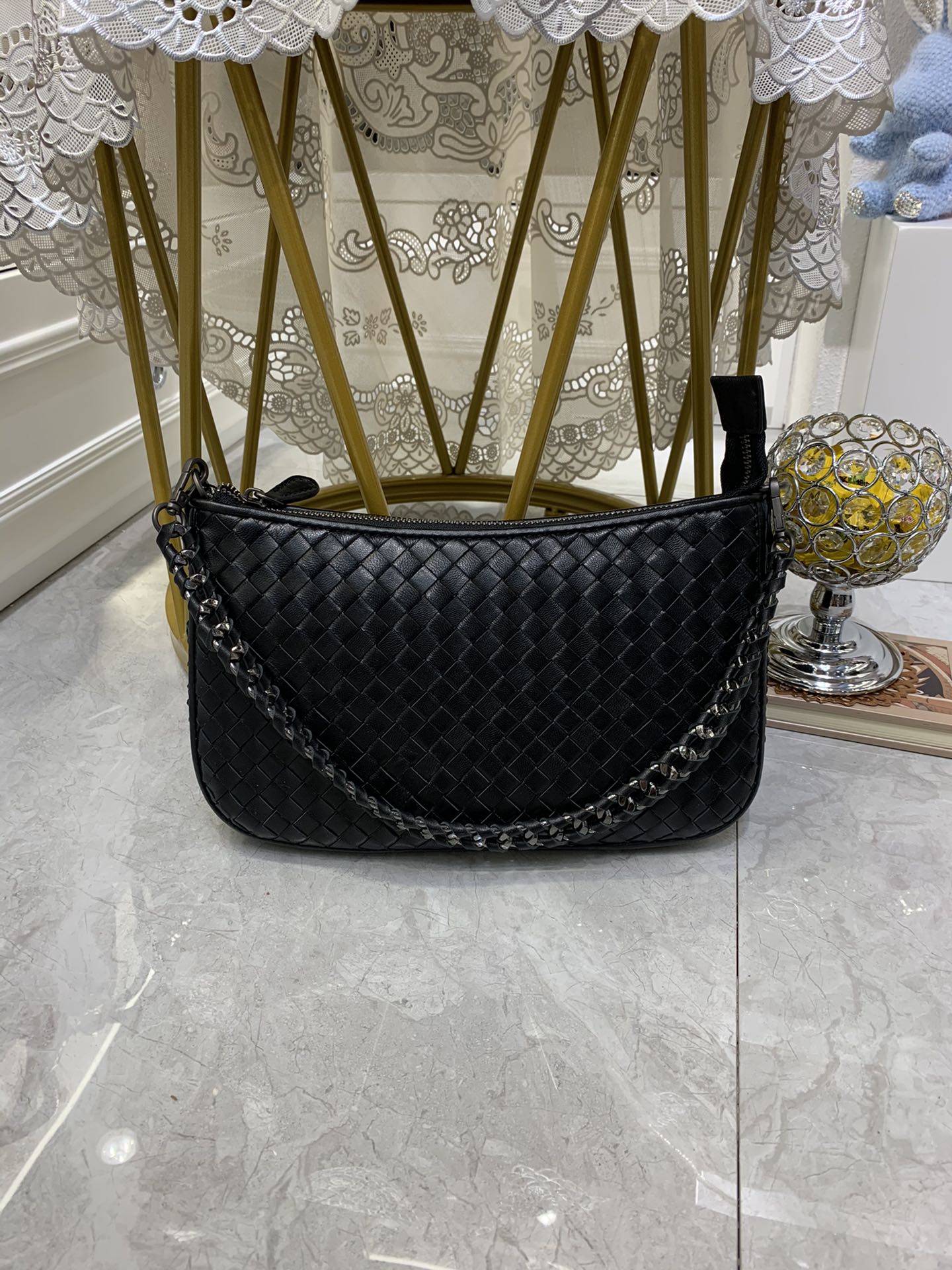 BV Crossbody Bag Black, For Women, Bags 9.4in/24cm