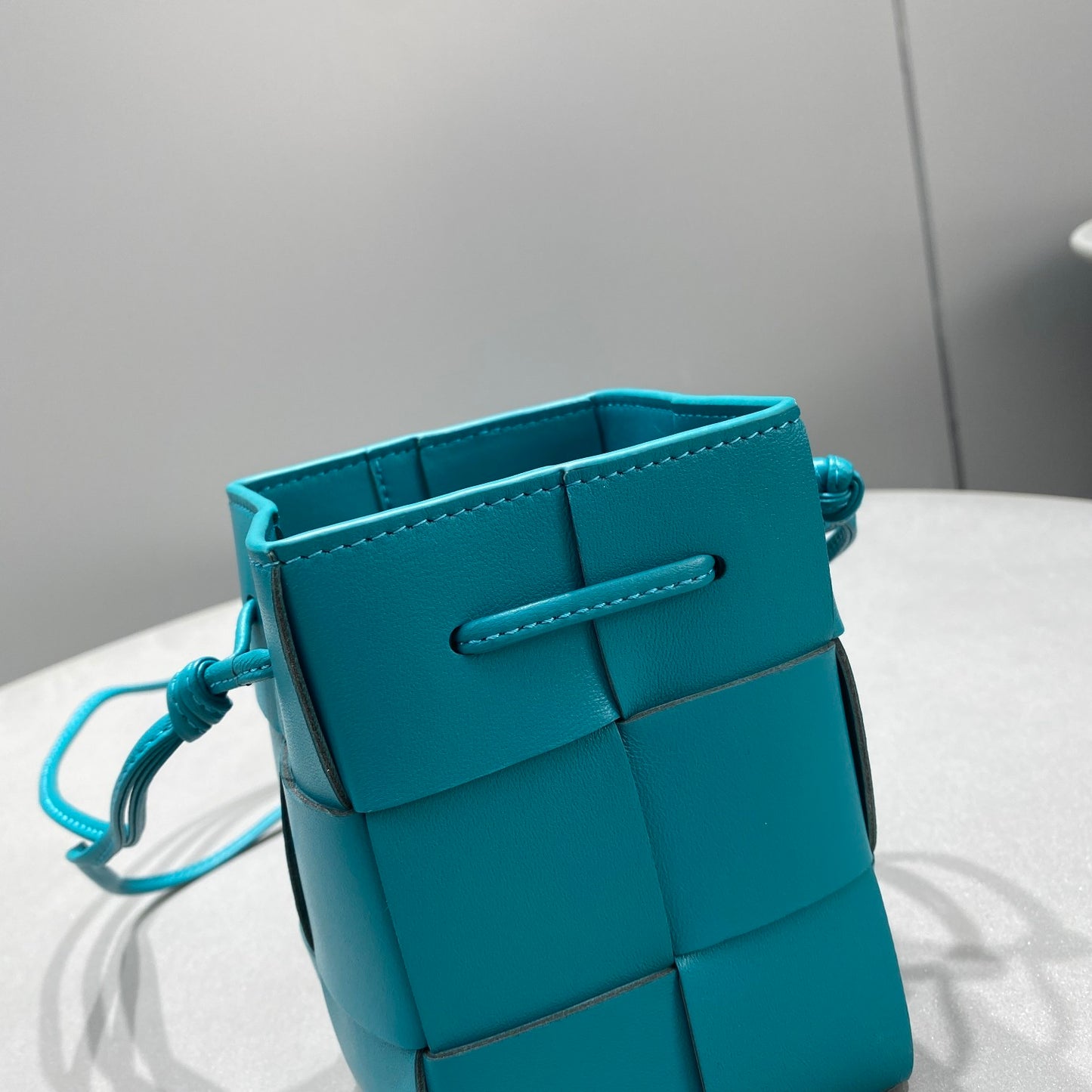 BV Mini Cassette Bucket Bag Blue, For Women, Bags 5.5in/14cm