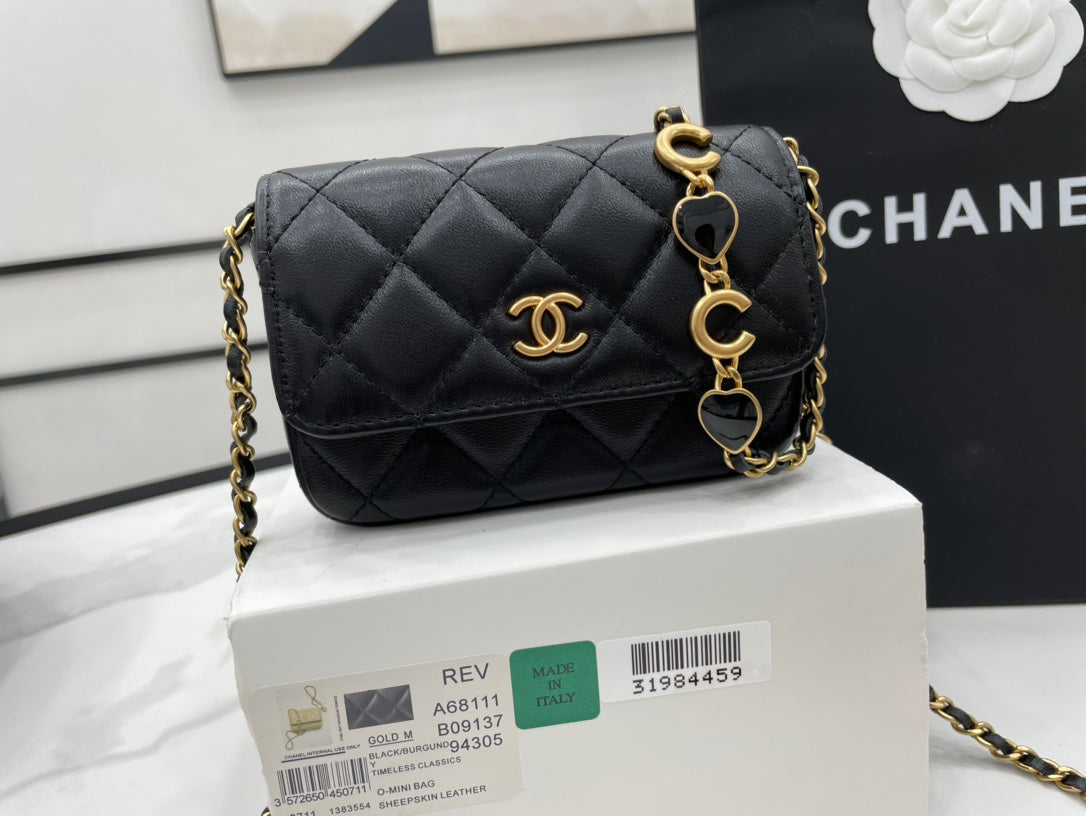 ChanelMini Flap Bag Black For Women, Women&#8217;s Bags 7.5in/19cm