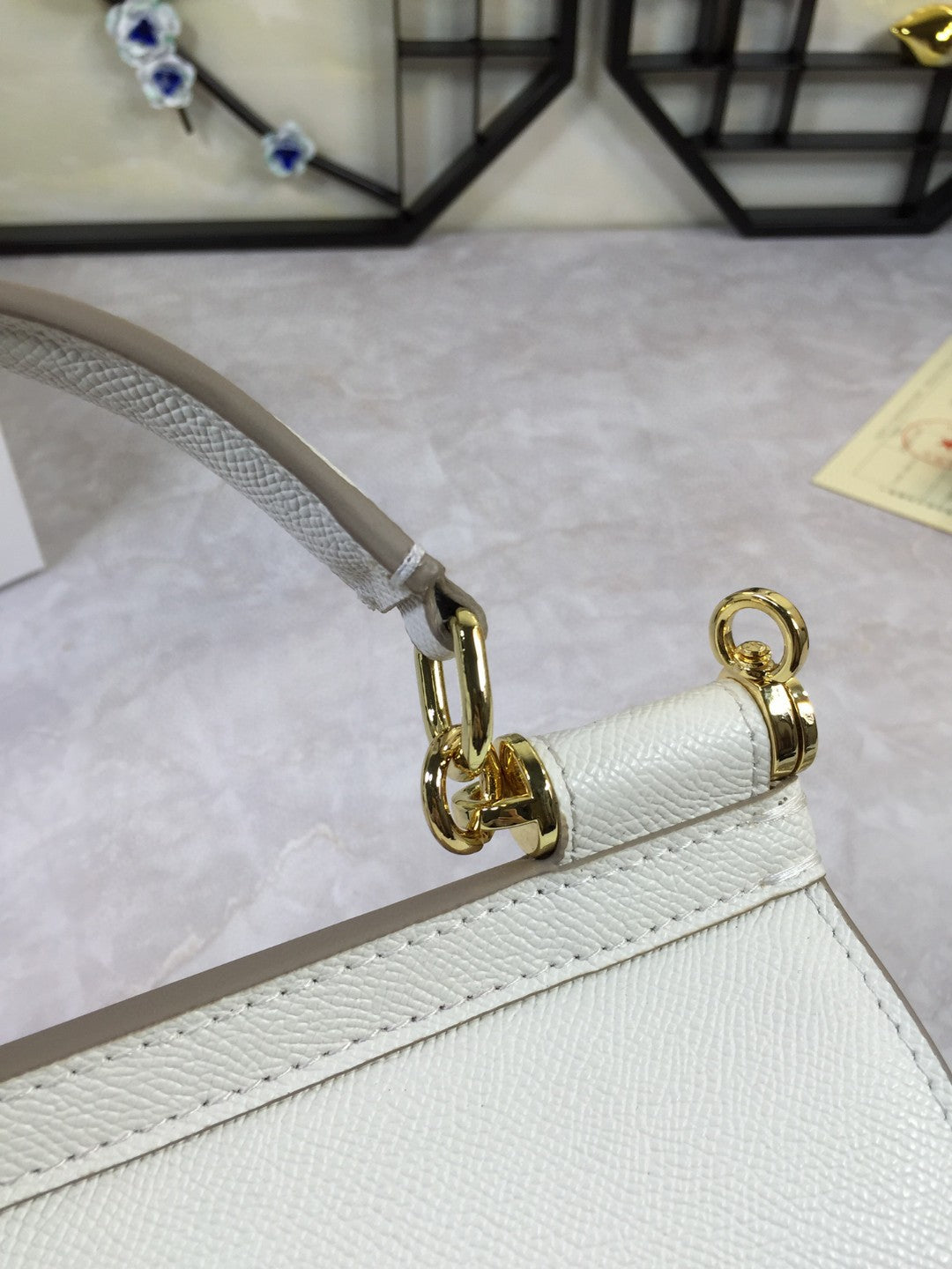 DG Medium Sicily Handbag In Dauphine White For Women 10.2in/26cm DG BB4347A100180001