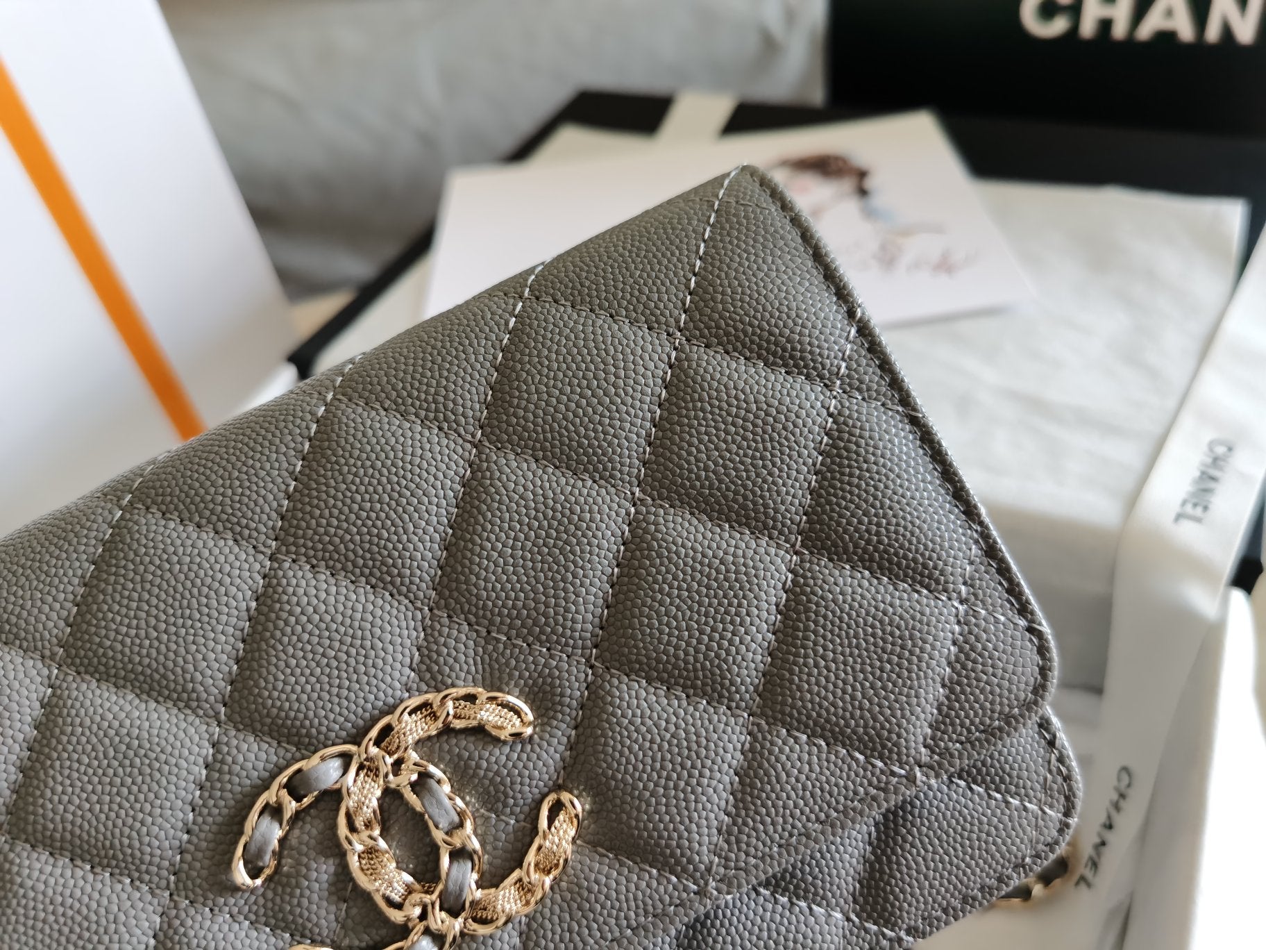 ChanelMini Flap Bag Grey For Women 7.2in/18.5cm