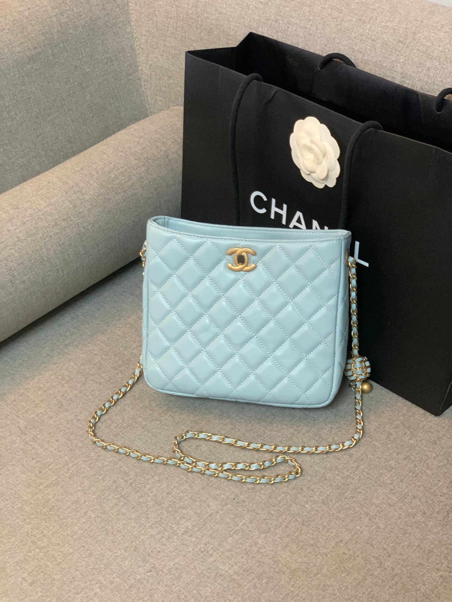 ChanelHobo Handbag Light Blue Bag For Women 16cm/6in