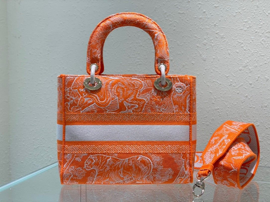 DI Medium Lady D-Lite Bag Orange, For Women, Women’s Handbags 24cm/9.5in CD M0565OROC_M057