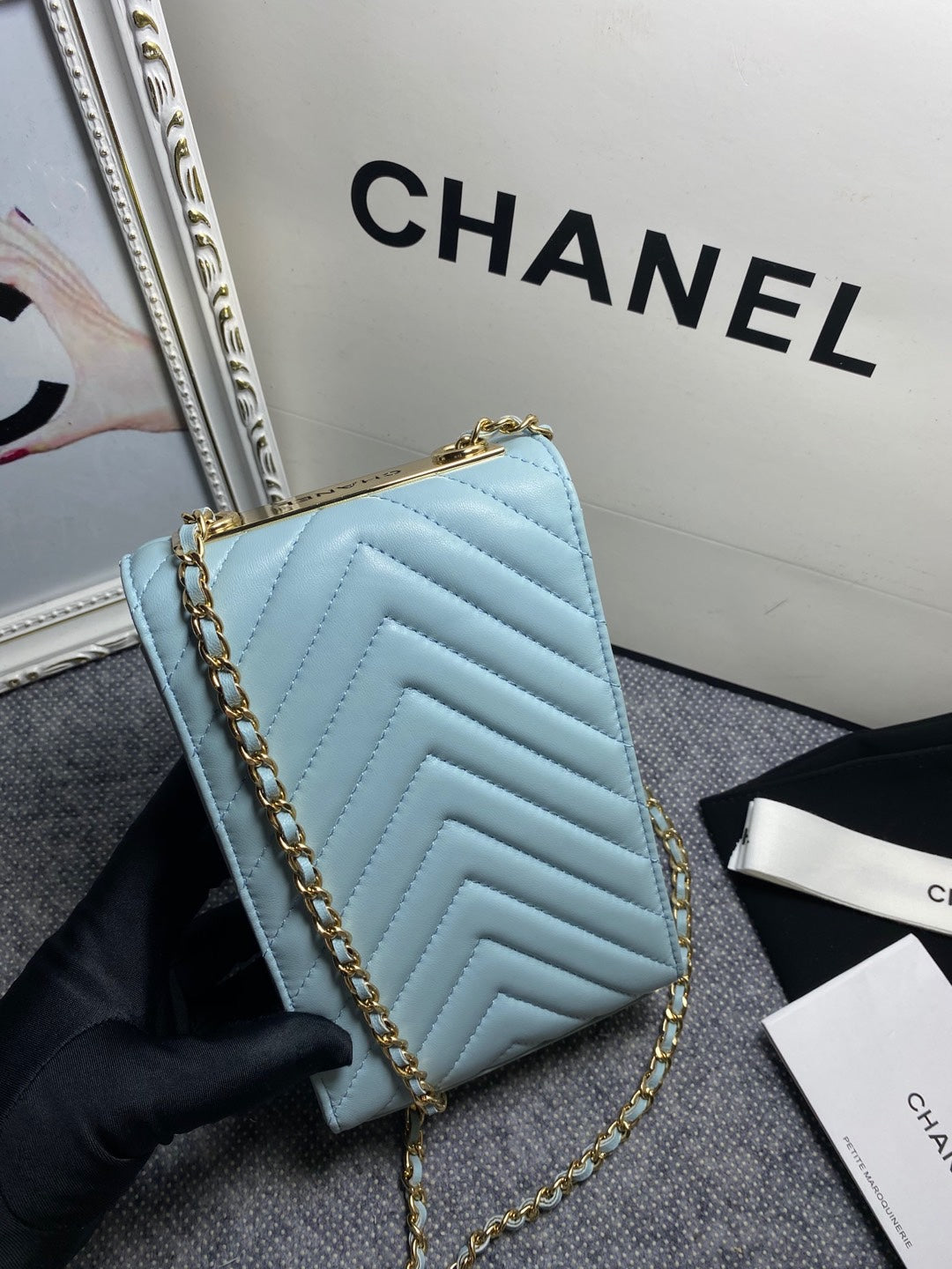 CHL Chevron Trendy CHL Phone Light Blue Bag For Women 18cm/7in