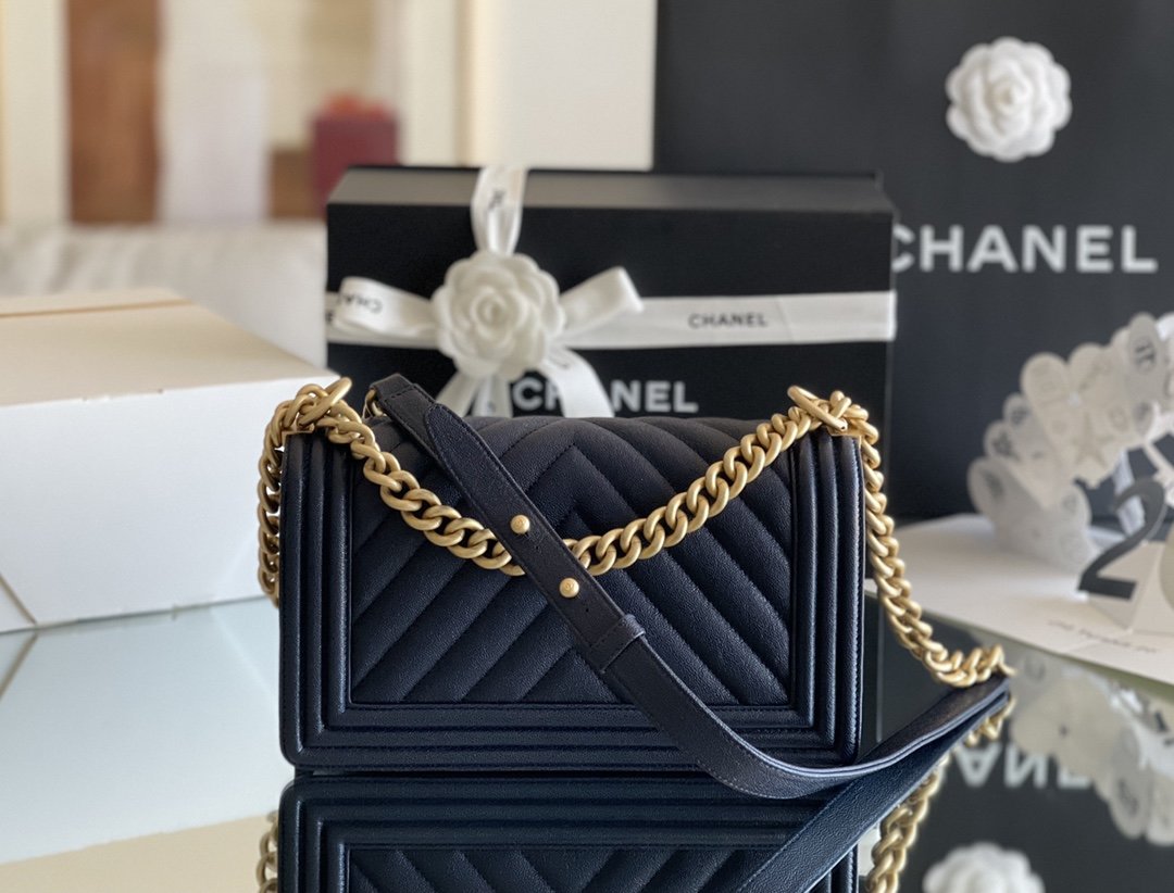 ChanelMedium Boy Handbag Dark Blue For Women 9.8in/25cm A67086