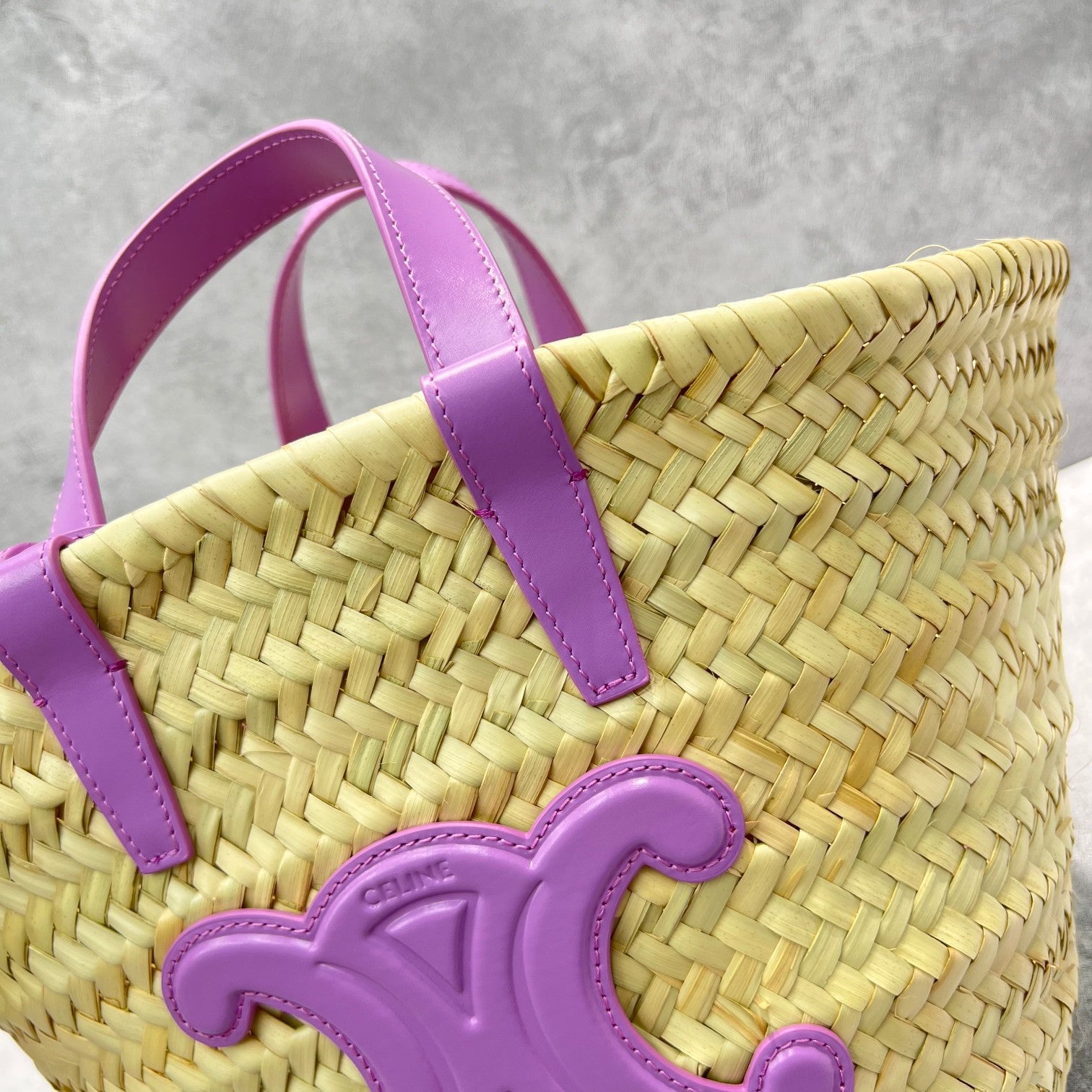 CE Teen Triomphe CE Classic Panier In Palm Leaves And Lizard Violet For Women 8in/20cm