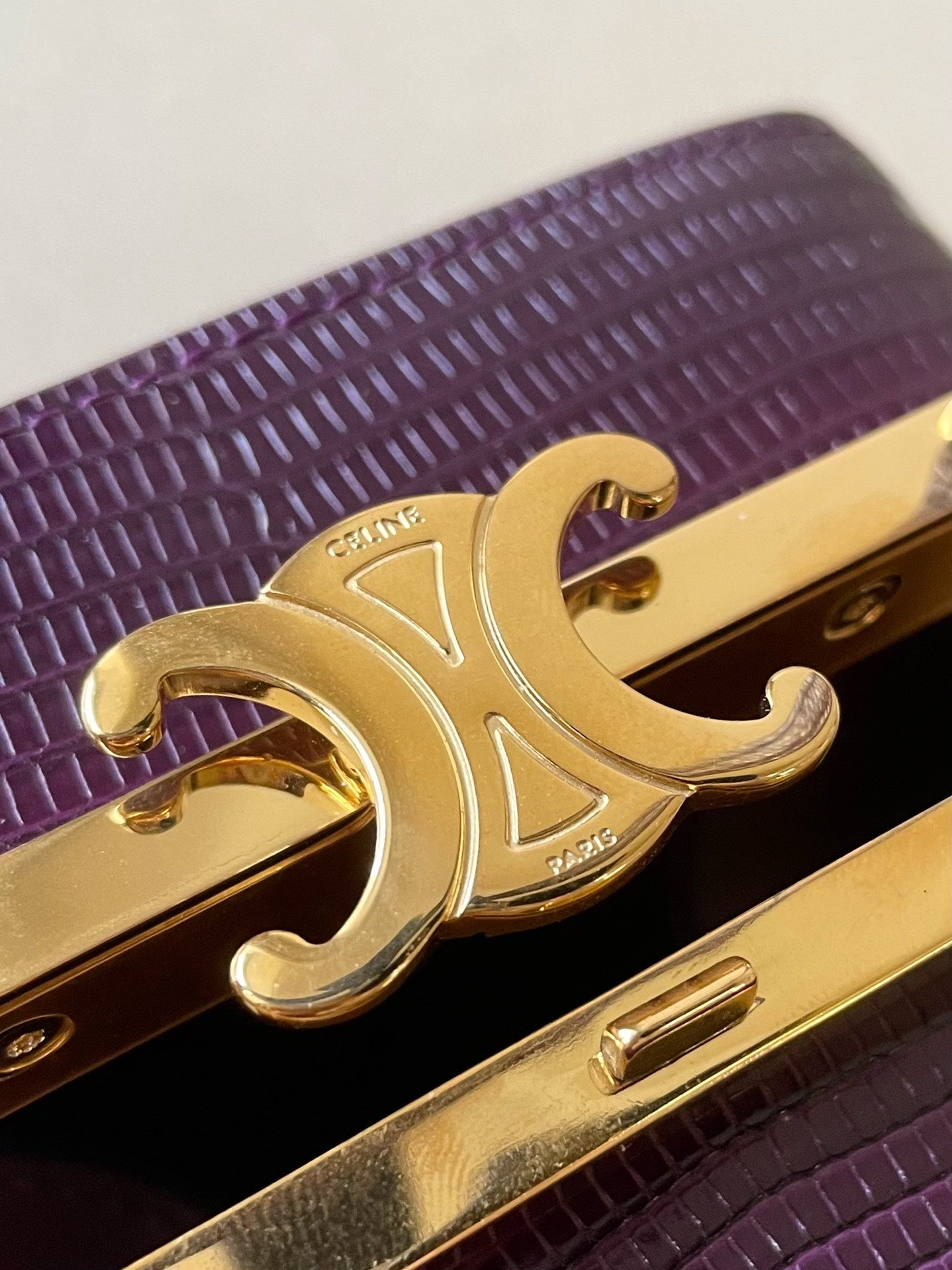 CE Triomphe Minaudiere In Lizard Violet For Women 4in/10cm