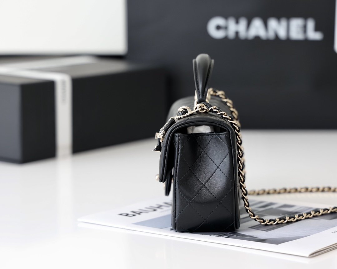 Chanel Flap Bag Mini Doll Handle Bag 20cm Black