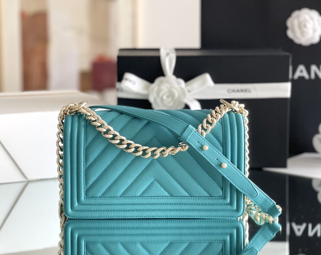 ChanelMedium Boy Handbag Blue For Women 9.8in/25cm A67086