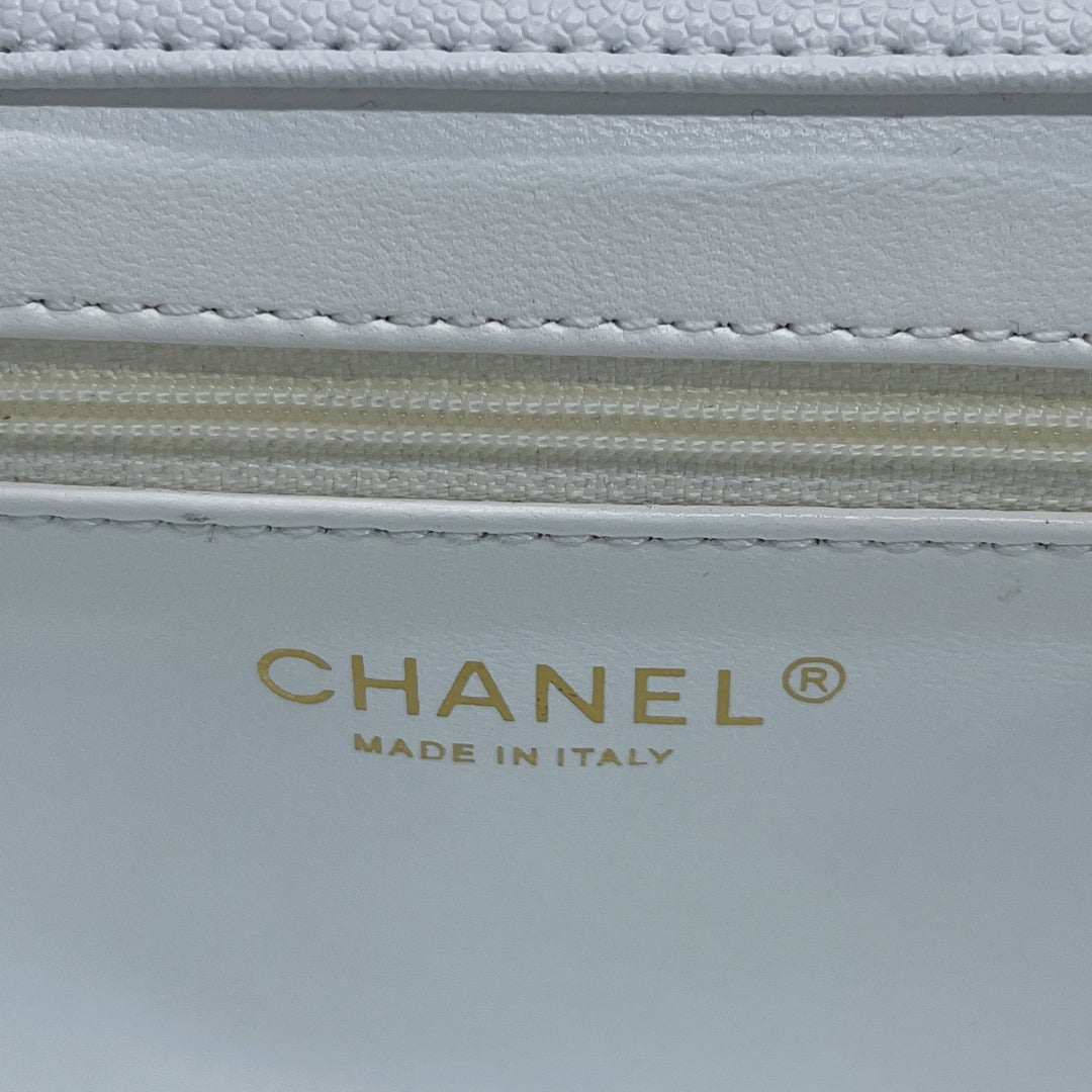 ChanelMini Flap Bag Top Handle White For Women 7.5in/19cm