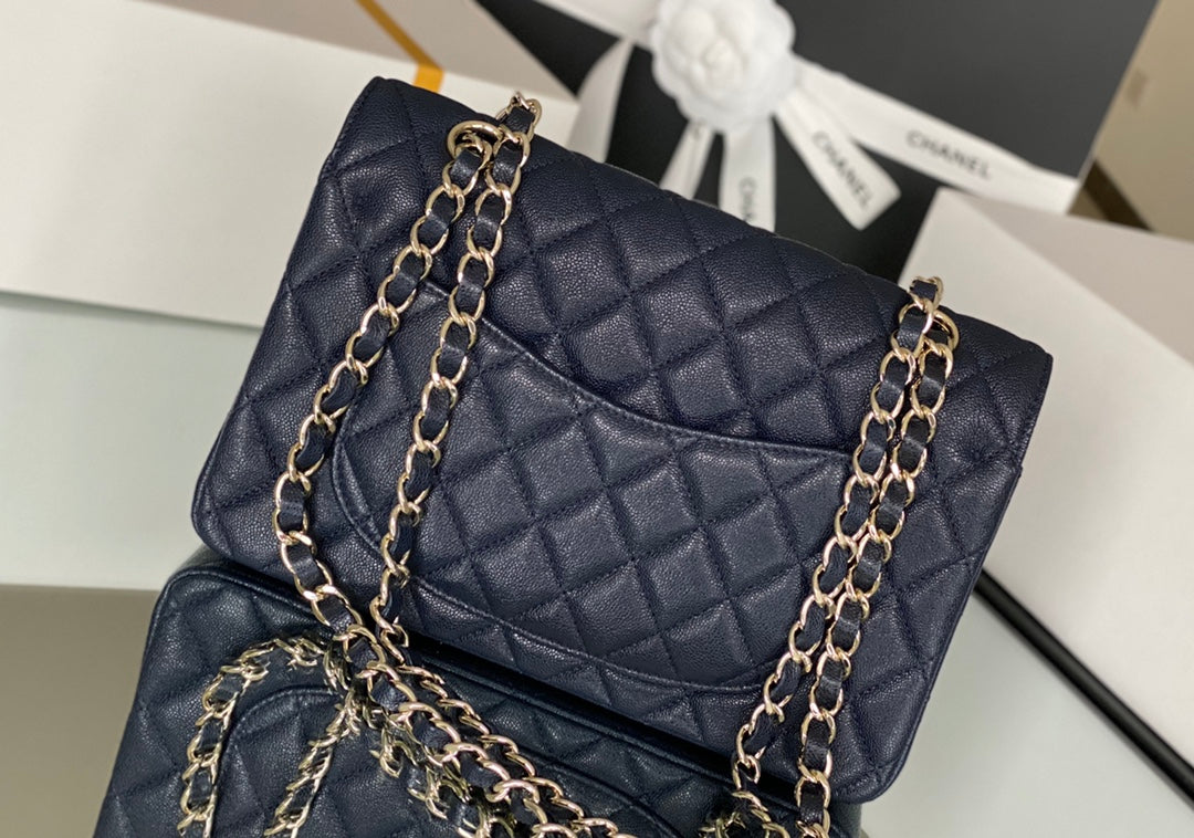 Chanel Classic Handbag 26cm Dark Blue For Women A01112