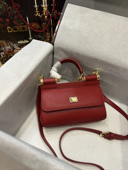 DG Small Sicily Bag In Dauphine Red For Women 7.5in/19cm DG