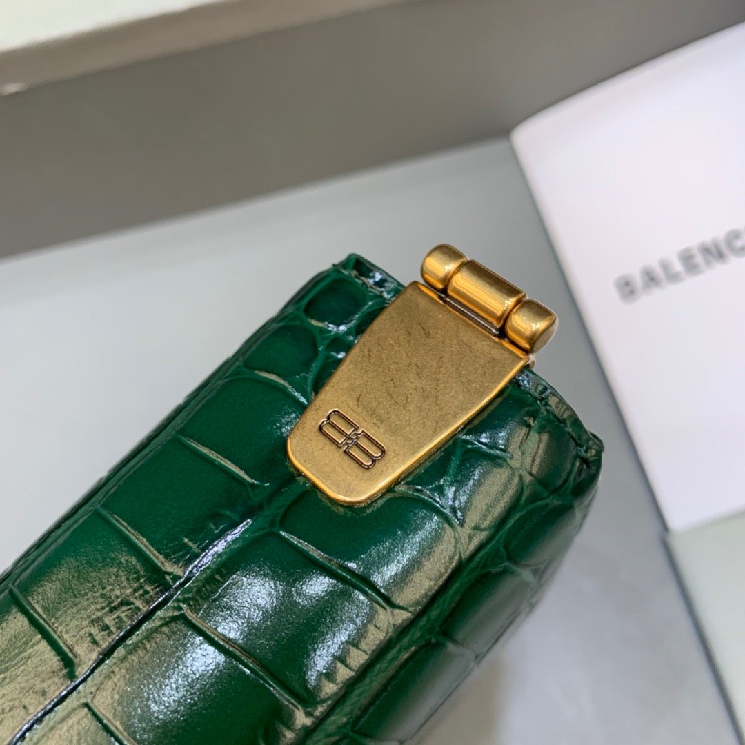 Balen Triplet Small Bag Crocodile Embossed Green, For Women,  Bags 8.3in/21cm