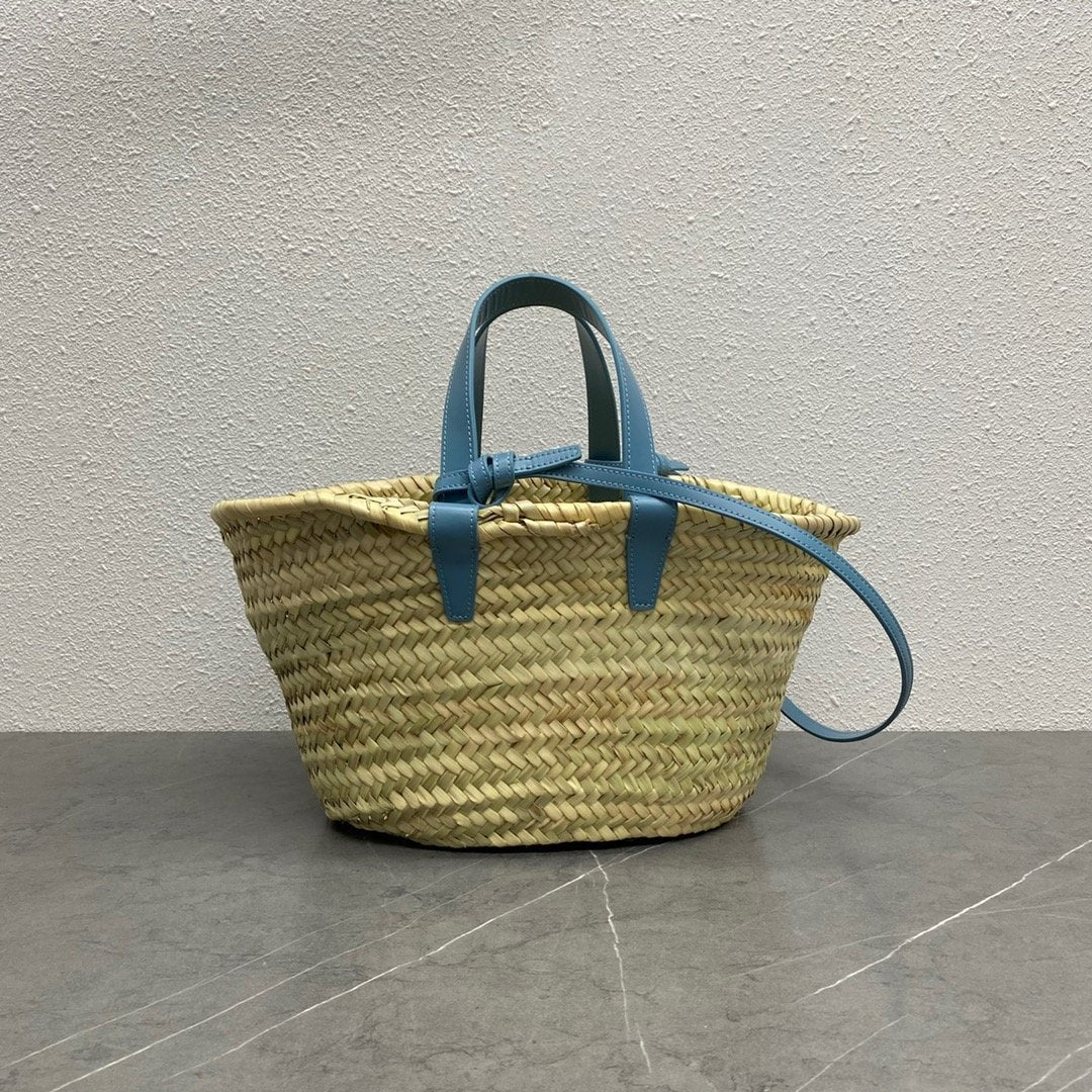 CE Teen Triomphe CE Classic Panier In Palm Leaves And Lizard Blue For Women 8in/20cm 