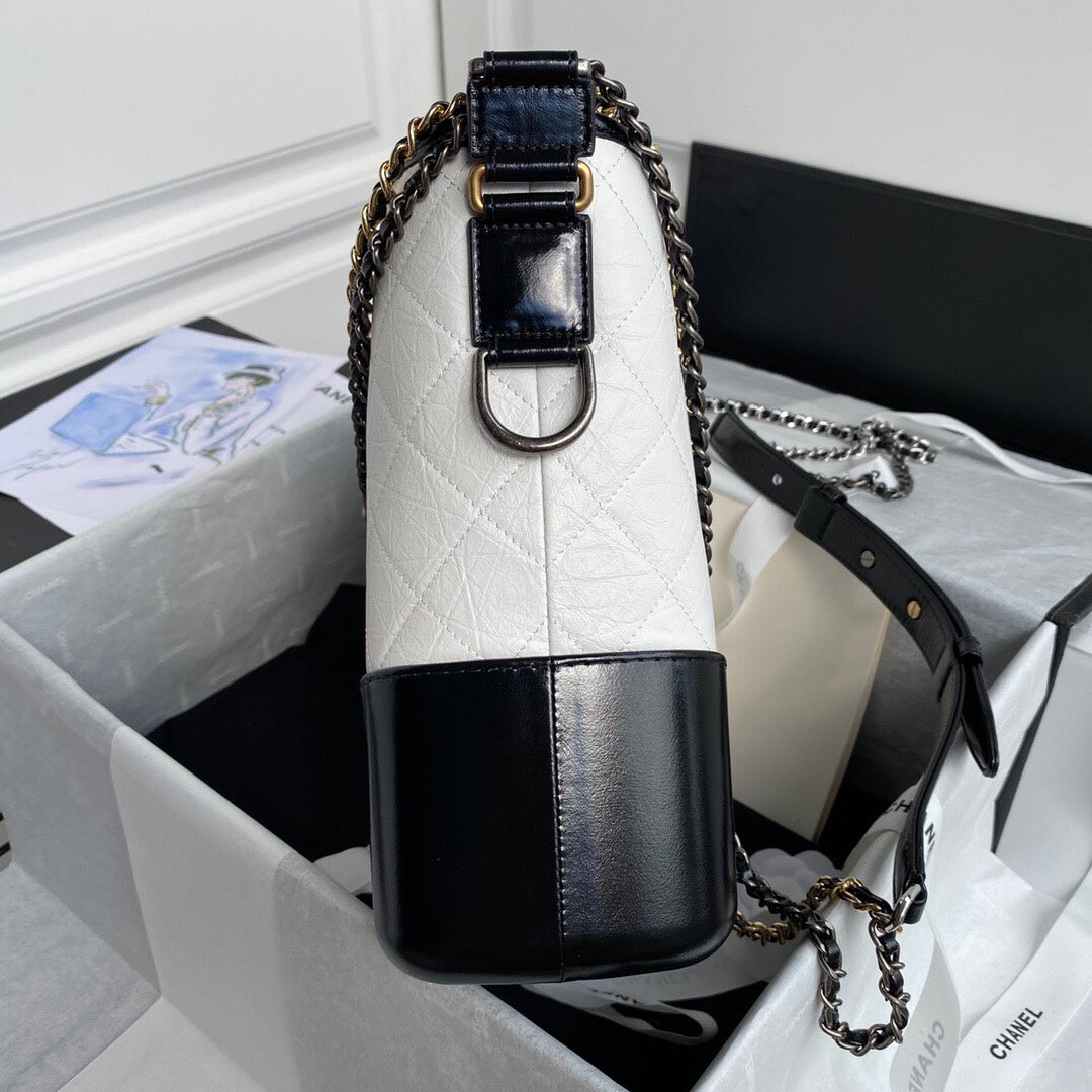 ChanelGabrielle Hobo Handbag White/Black For Women, Women&#8217;s Bags, Shoulder And Crossbody Bags 9.8in/25cm A93824 Y61477 C0200