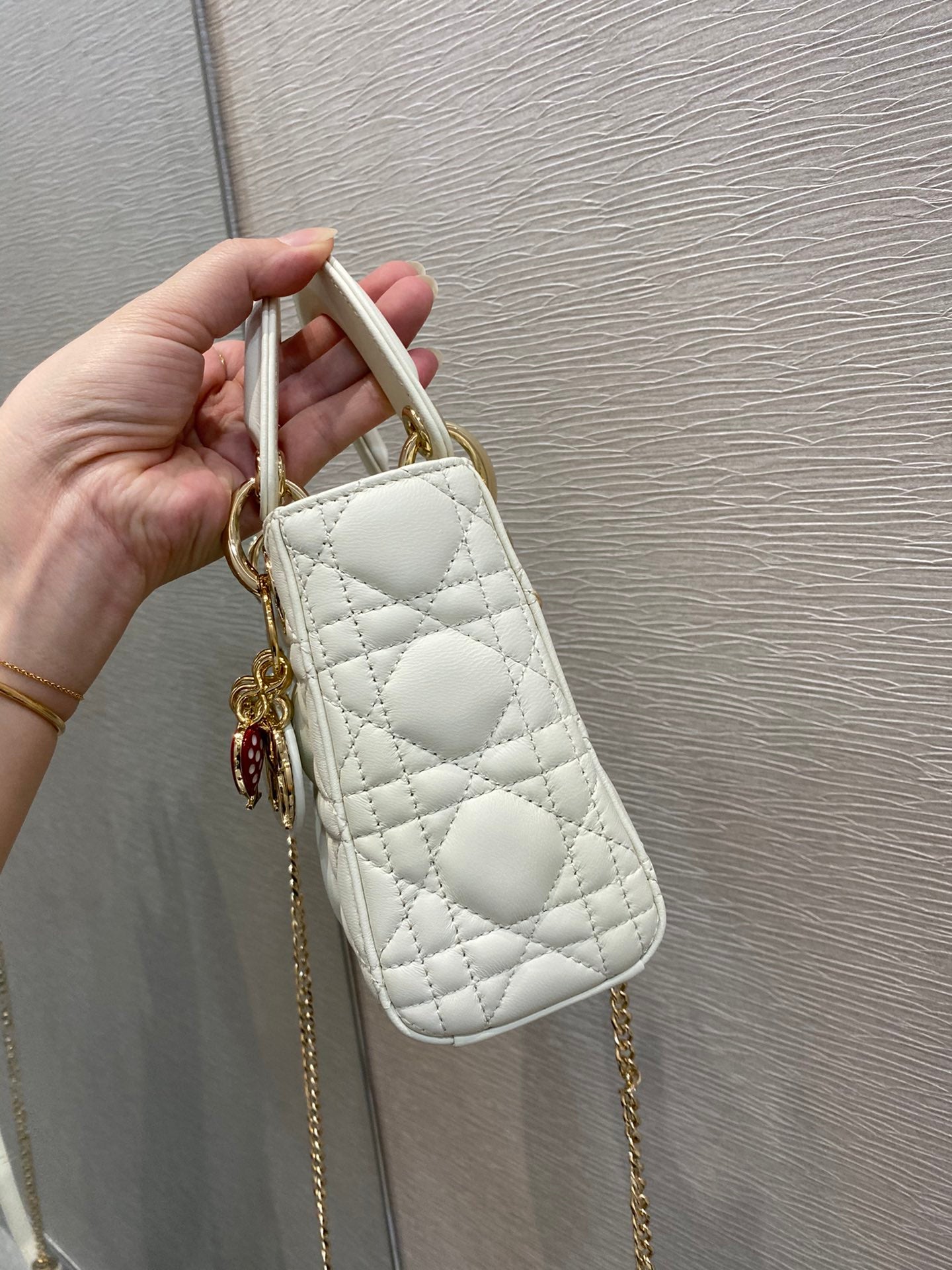 DI Mini Lady Bag White For Women 6.5in/17cm CD M0505SLOI