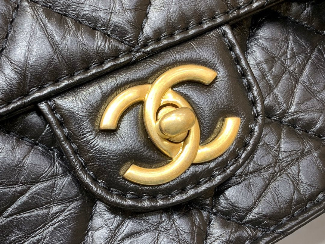 Chanel Co Co Shoulder Bag Gold Chain Black 9.8in/25cm