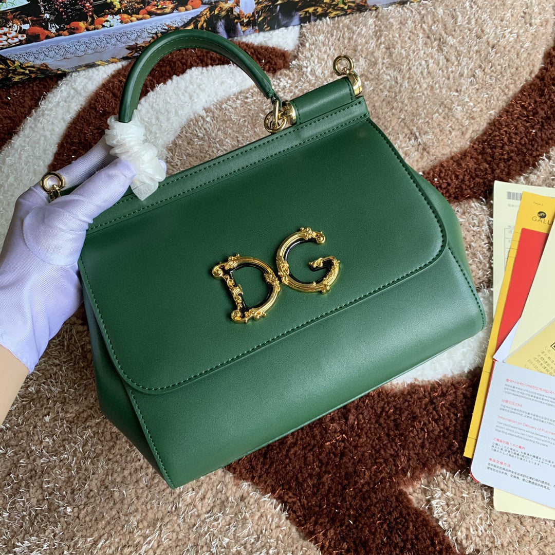 DG Medium DG Handbag In Dauphine Green For Women 10.2in/26cm DG