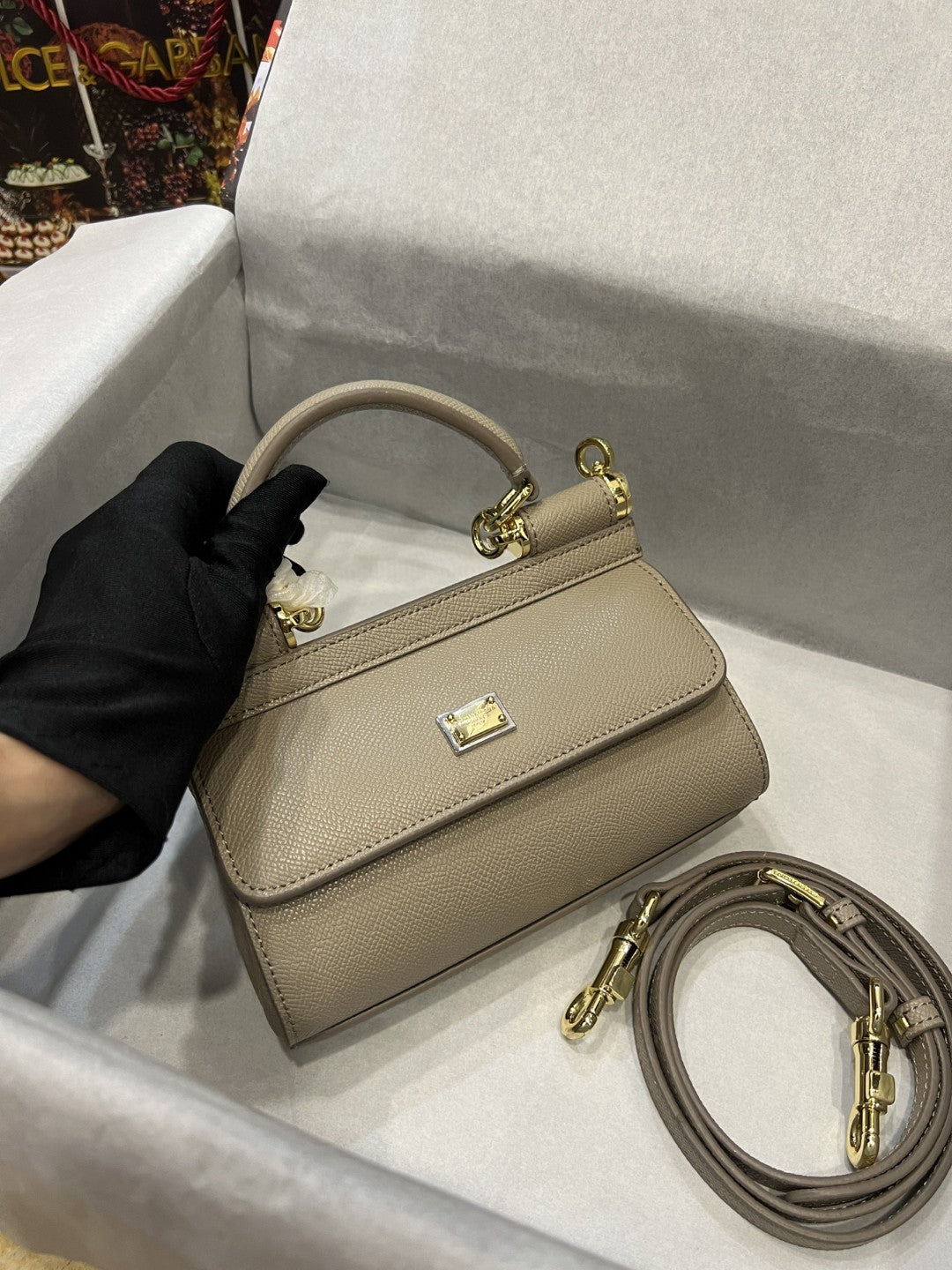 DG Small Sicily Bag In Dauphine Beige For Women 7.5in/19cm DG