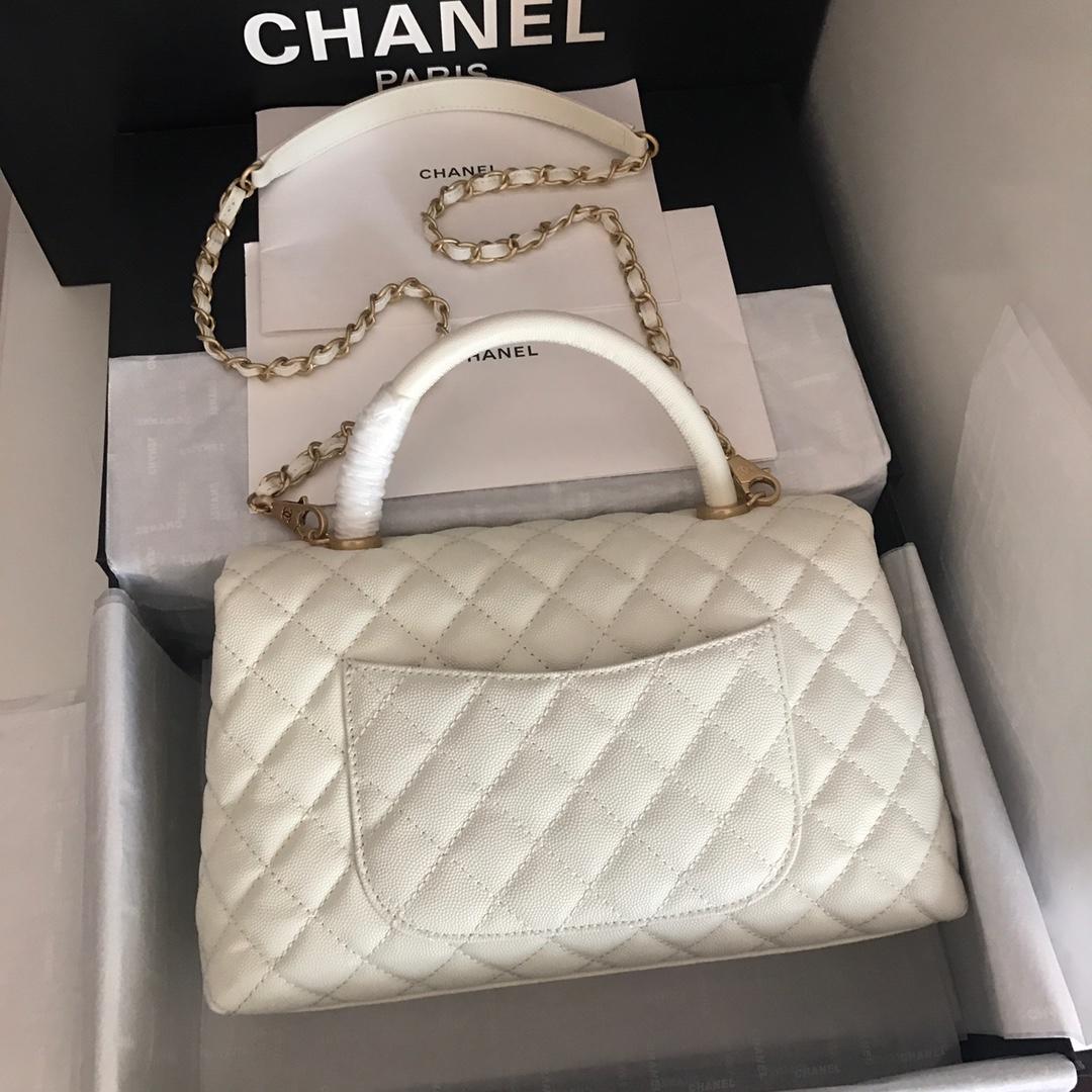 Chanel Coco With Top Handle Bag White For Women 11in/28cm