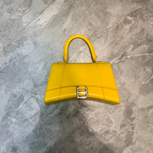 Balen Hourglass Small Handbag In Yellow, For Women,  Bags 9in/23cm