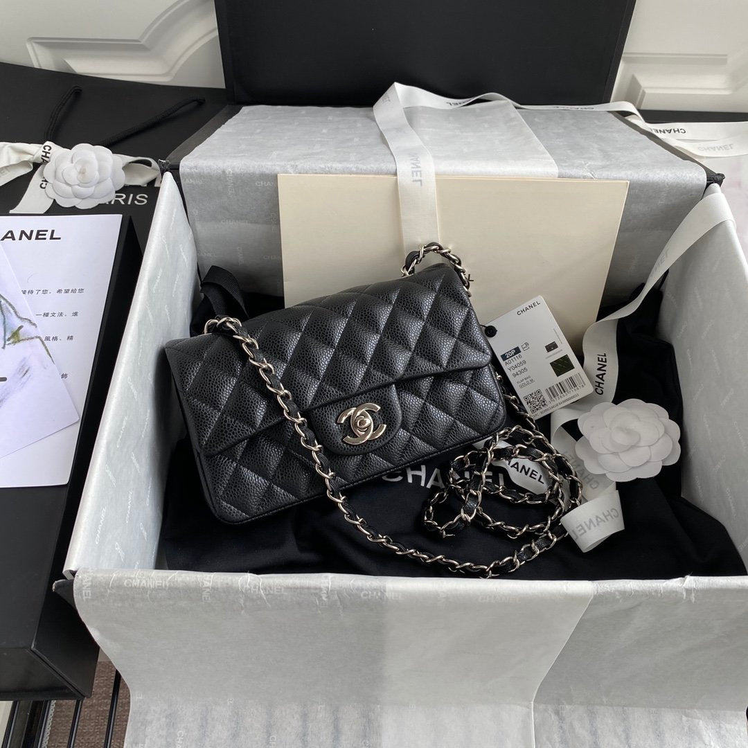 ChanelMini Classic Handbag Black For Women 7.9in/20cm