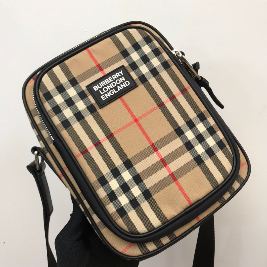 BB Vintage Check And Crossbody Bag For Men, Bags 8.7in/22cm