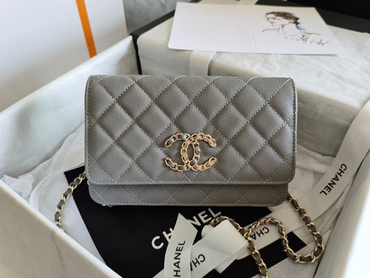 ChanelMini Flap Bag Grey For Women 7.2in/18.5cm