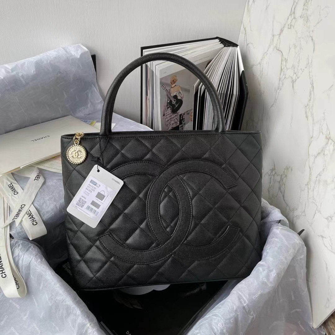 ChanelMedallion Tote Shoulder Black Bag For Women 29cm/11.4in