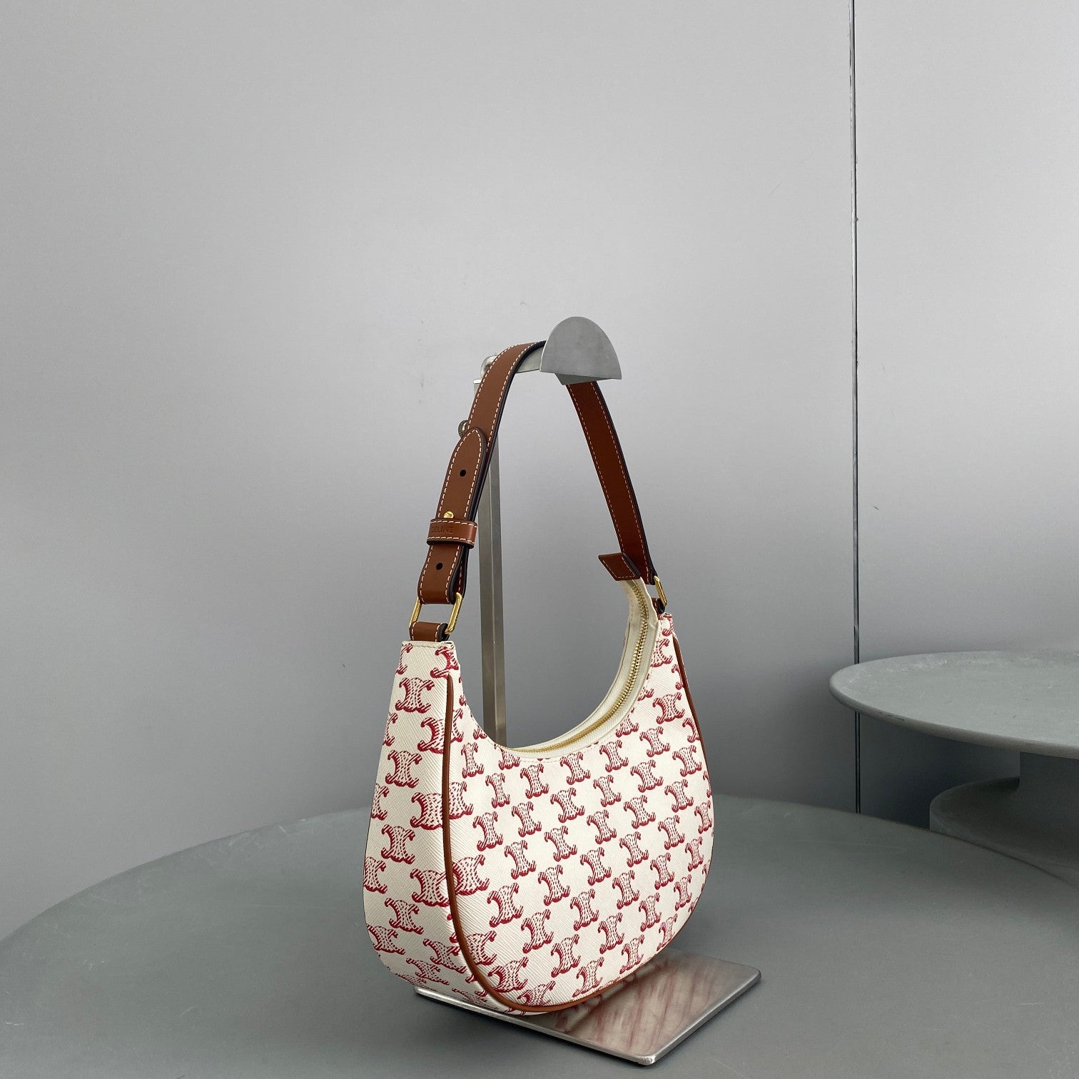 CE Ava Bag In Triomphe Canvas White/Red For Women 9in/23.5cm 