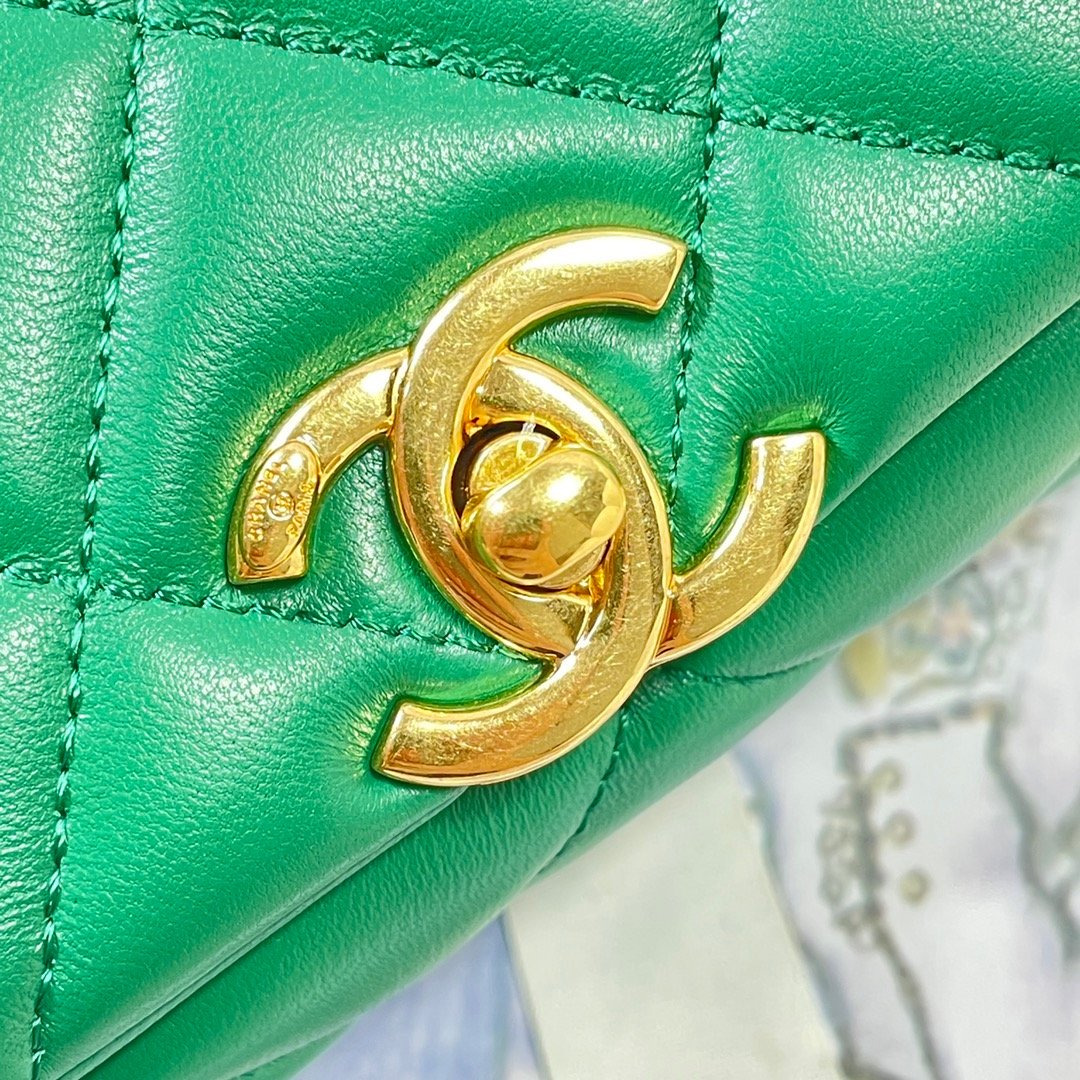 ChanelLarge Flap Bag Gold Hardware Green For Women, Women&#8217;s Handbags, Shoulder Bags 9.1in/23cm AS3367